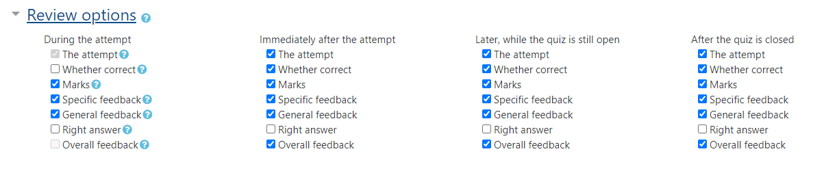 Review options screenshot