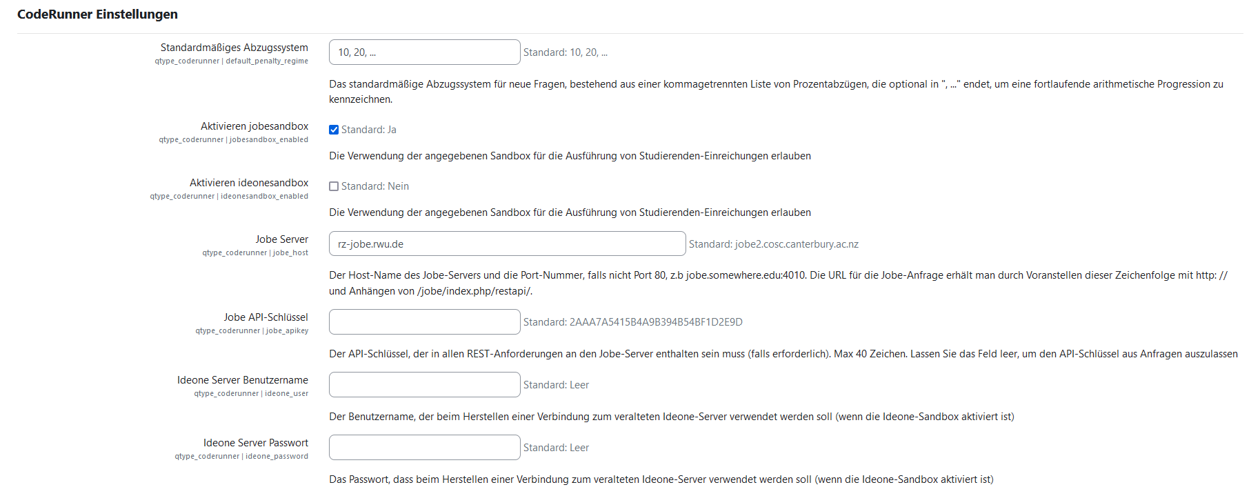 coderunner settings I