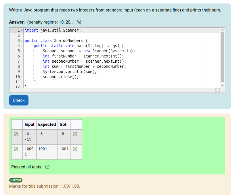 CodeRunner: Test Cases Not Working