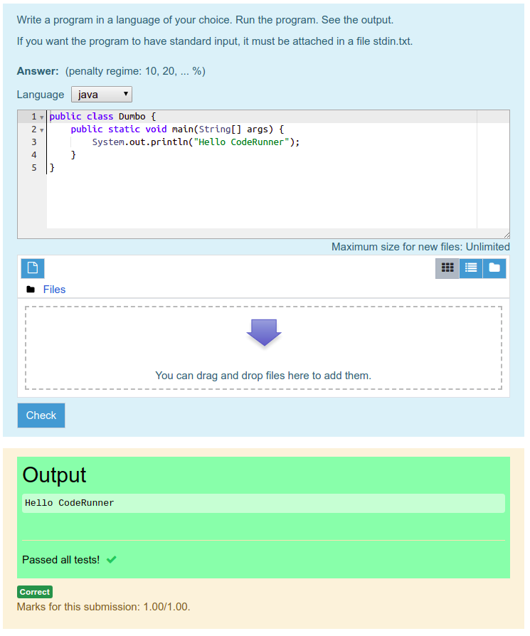 moodle coderunner try compile