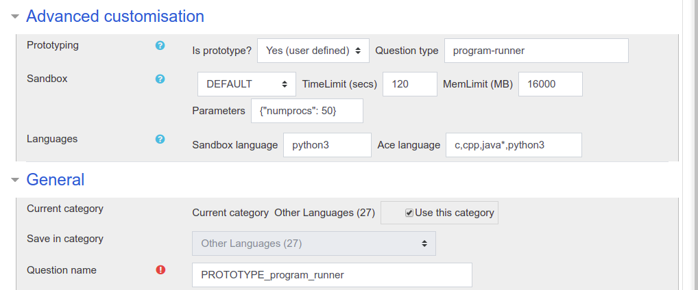 moodle coderunner try compile