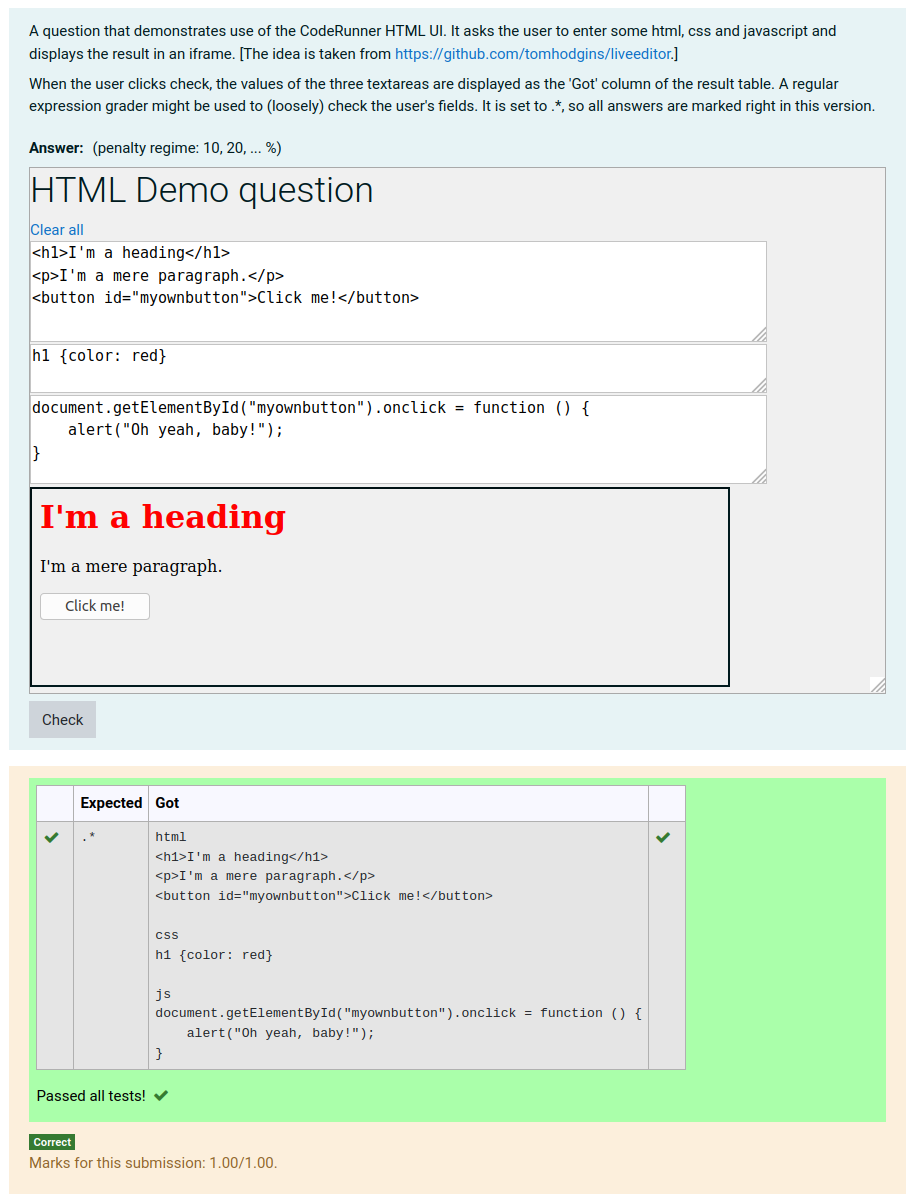 Screen dump of html editor question