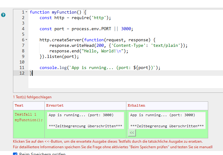 Code example node.js