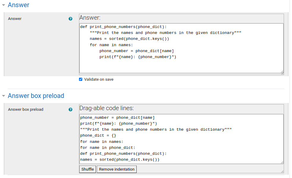 Authoring a Python3 Parsons Problem