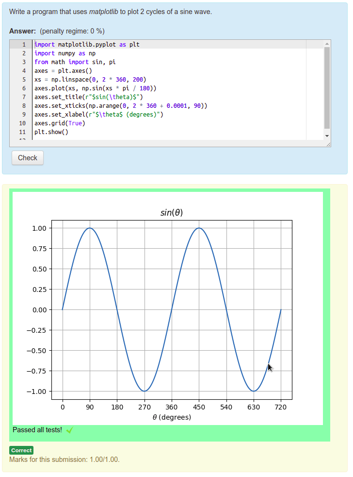 Example question showing matplotlib image in feedback