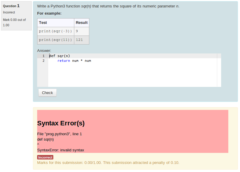 Syntax error in a Python3 program